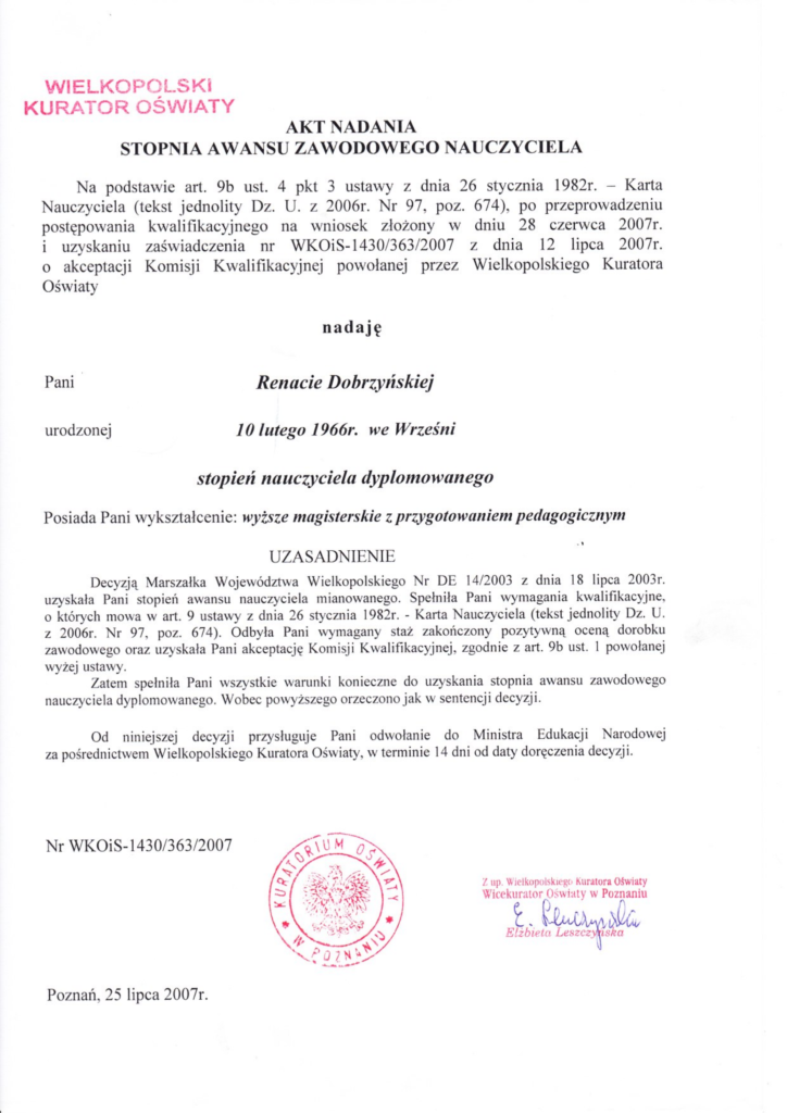 Certyfikowany superwizor pracy socjalnej Renata Dobrzyńska