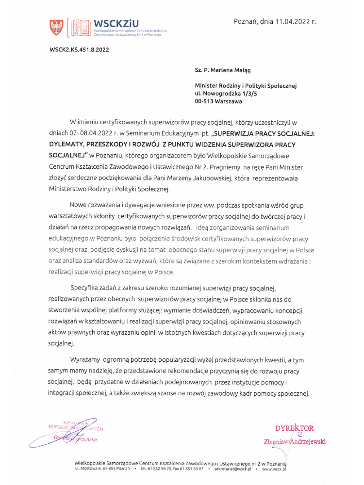 Certyfikowany superwizor pracy socjalnej Renata Dobrzyńska