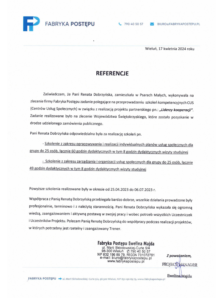Certyfikowany superwizor pracy socjalnej Renata Dobrzyńska