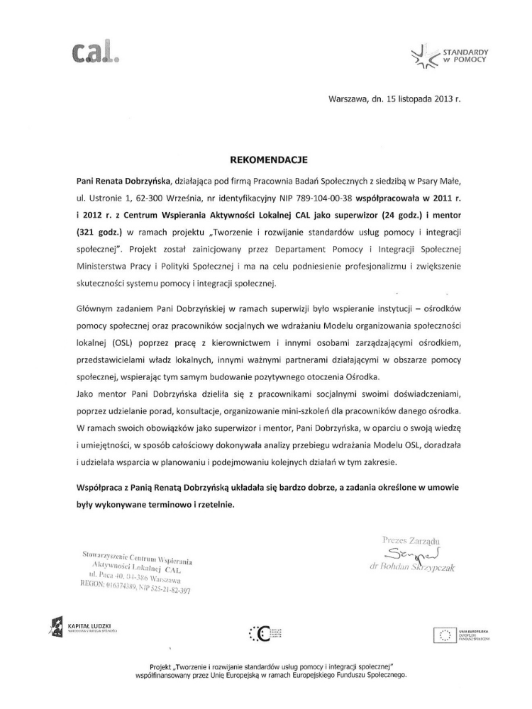 Certyfikowany superwizor pracy socjalnej Renata Dobrzyńska